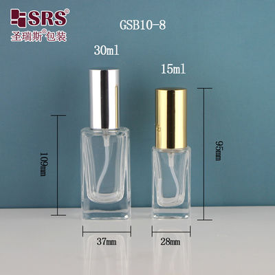 kupować kwadratowy elegancki dyspenser z drobną mgłą luksusowy zbiornik z dezynfektorem do rąk 15 ml 30 ml butelka ze szklanym opryskiem online manufacture