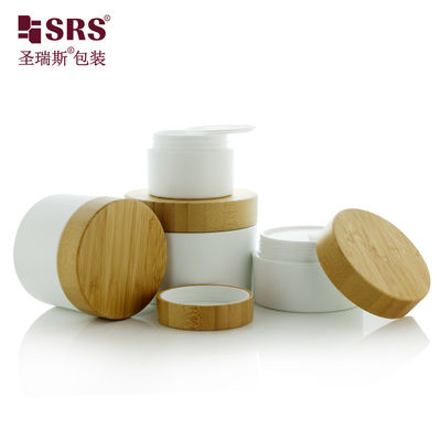 kupować 50g 100g 150g 250g Matte Frosted PP Plastic Jar With Real Bamboo Cap online manufacture