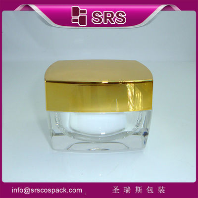 kupować SRS China dostawca fanshion gloden pusty kwadratowy akrylowy pojemnik krem kosmetyczny hurtowy online manufacture