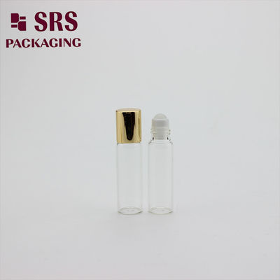 kupować przezroczysta butelka szklana o pojemności 5 ml ze szklanym kulą i aluminiową czapką pustą do oleju perfumerskiego online manufacture