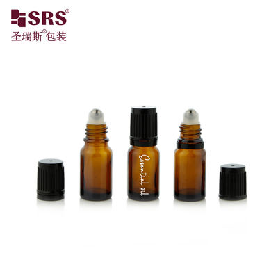 kupować 10 ml Mini pusta okrągła butelka ze szkła bursztynowego ze stalową kulką zabezpieczającą przed dziećmi na olejki eteryczne online manufacture