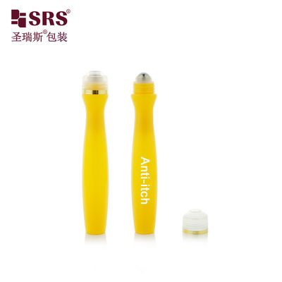 kupować SRS8447-15ML Wstrzykiwacz płynu przeciw swędzenia żółty błyszczący PETG plastikowy rolka na stalowej butelce z kulą rolkową online manufacture