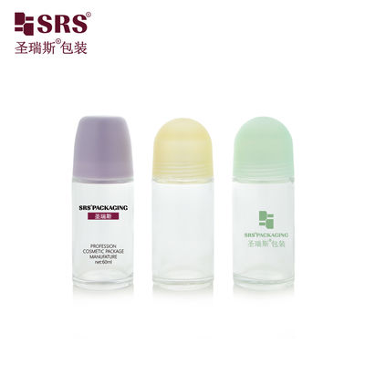 kupować BLPG-C 60ml Wholesale Beauty Clear Glass Roll On Deodotant Flaska opakowaniowa z plastikową czapką kopuły online manufacture