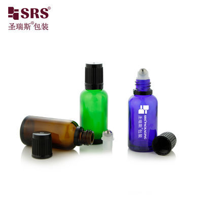 kupować BLPF 5ml 10ml 15ml 20ml 30ml 50ml 100ml Okrągła Bursztynowa Szklana butelka z rolkowaną stalową kulą do oleju eterycznego online manufacture