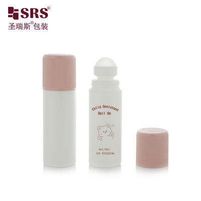 kupować RPPD1-90ML Round White Bottle With Colored Ribbed CRC Cap Double Wall High End Roll On Bottle online manufacture