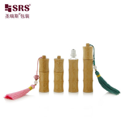 kupować BG-5ML 10ML Unikalny Design Bamboo Glass Perfume Roll On Bottle With Hook Keychain online manufacture
