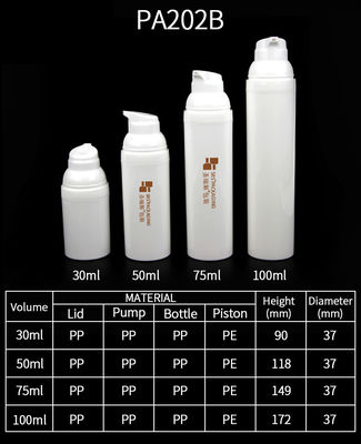 kupować 30 ml, 50 ml, 75 ml, 100 ml butelka do wstrzykiwań, biała, przyjazna dla środowiska butelka z bezpowietrzną pompą pp online manufacture