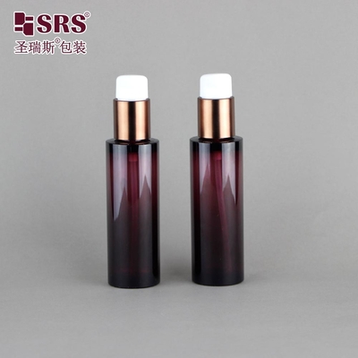 50 ml przezroczysty brązowy luksusowy płyn serum pompa PET butelki do kosmetyków