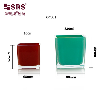 Sprzedaż hurtowa Elegantne Puste Dostosowanie Kolorowe Square Glass Candle Jar