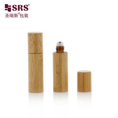 5 ml pusty ambarny butelka wewnętrzna Perfumy oleje eteryczne Roller bambusowe szkło pojemnik kosmetyczny