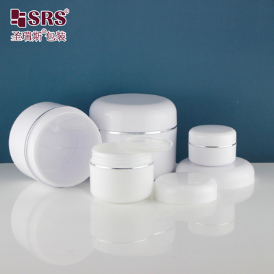 Gotowe do wysyłki Białe podwójne, okrągłe, puste kosmetyki, krem, białe, plastikowe słoiki 50 ml