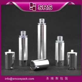 TA021 15 ml 30 ml 50 ml butelka z pompą kosmetyczną w kształcie cylindru, srebrna butelka bez powietrza