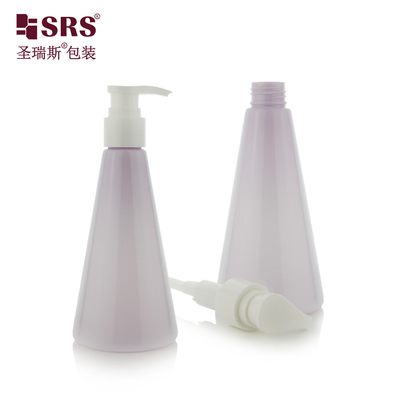 Trójkątny kształt Luxury Injection Violet Plastic Pump Custom Color Lotion PET Bottle