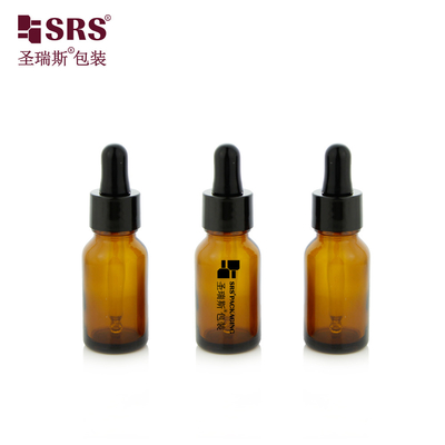 15 ml 0,5 oz Pustka koloru bursztynowego okrągła gruba pleśń ścienna olejek eteryczny butelka z szkła kroplówka