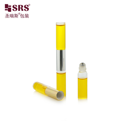 SGB2-5 ml + 5 ml przezroczysta, przezroczysta szklana butelka z podwójną końcówką ze stalową kulką na perfumy z olejkami eterycznymi
