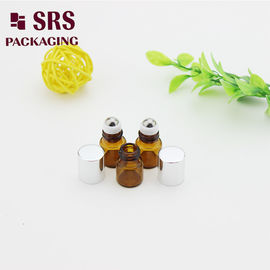 1 ml super mini amber rolka szklana na butelce z stalową kulą i aluminiową pokrywką
