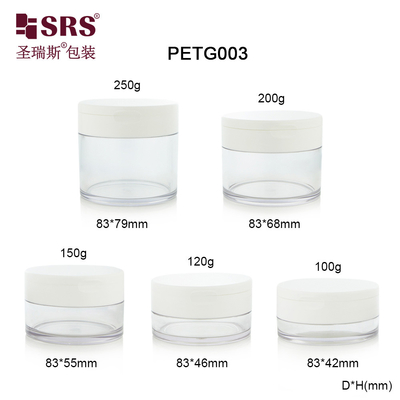 PETG003 100g 120g 150g 200g 250g Przejrzysty PETG Plastic Jar Container For Facial Cream Body Scrub Packaging