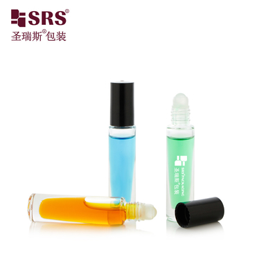 GB1-5ml Gęsta ściana Przejrzystość Pustka Wielkość kieszeni Cute Plastic Cap Cylinder Shape Nail Oil Applicator Glass Roll On Bottle