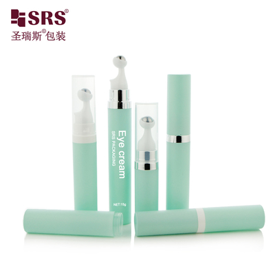 A0035 7,5 ml 10 ml 15 ml okrągły bezprzewodowy tłocznik plastikowy PP PCR serum do oczu masujący butelkę stalową