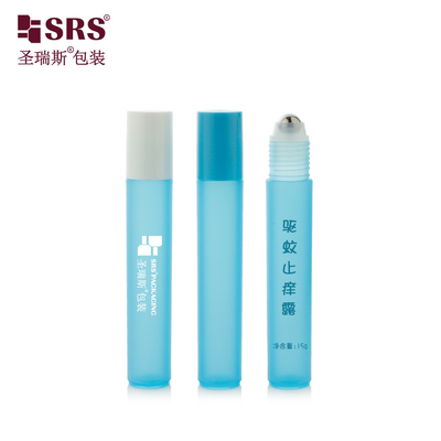 RPP-15ML Półprzezroczyste butelki płynne anty-świąd Baby Blue Frosted Plastic Roller Applicator Cylinder