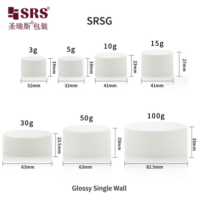 SRSG 3g 5g 10g 15g 30g 50g 100g Plastikowa pustka błyszcząca powierzchnia pojedyncza ściana Unikalny projekt Pudełko PP do kremów do ciała