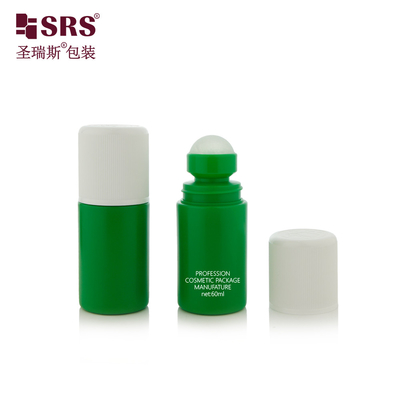 RPPC1-60ML Niestandardowe zielone, twardego koloru plastikowe PP PCR materiał recyklingu Roll On Deodorant Gel Flask Packaging
