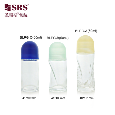 BLPG 50ml 60ml Unikalny kształt Pusta szklana butelka z kulką do żelu do dezodorantu do ciała Opakowanie antyperspirantu