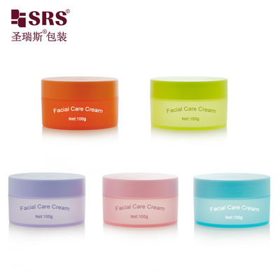 SRSQ 100g PP PCR Injection Custom Color Matte In Mold Plastic Cream Jar Container For Facial Cream