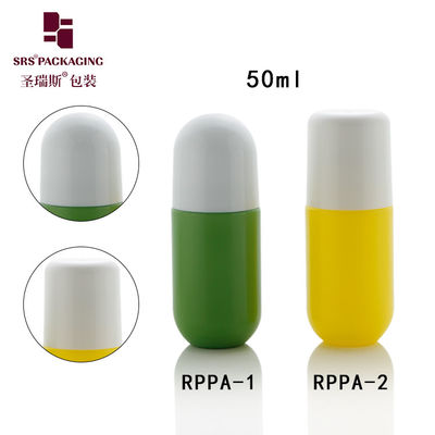 Pigułka w kształcie Cute Plastic Empty Wholesale Custom Green Color 50ml Roll On Flask