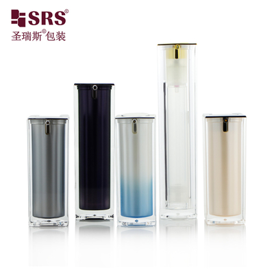 15ml 30ml 50ml Luxury Custom Color Acrylic Empty Airless Pump Flask Square